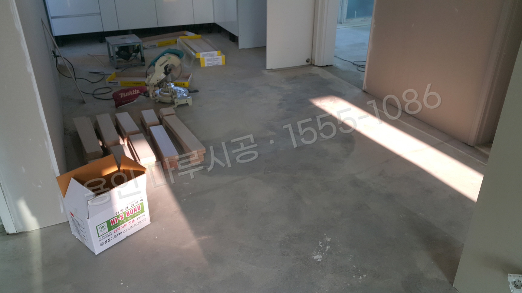 용인 기흥구 고매동 바닥공사 마루시공업체 한솔 울트라 워시오크 강마루 시공 중